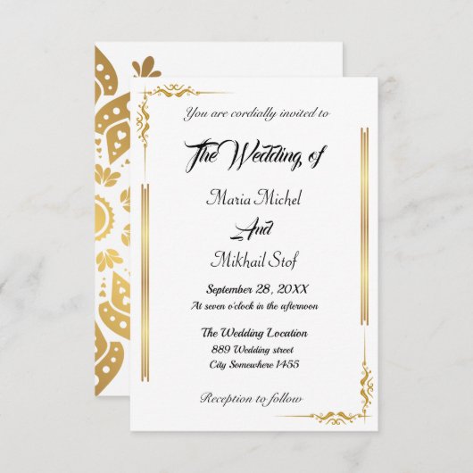 Klassiek script en Oosters gouden motief Kaart (Voorkant / Achterkant)