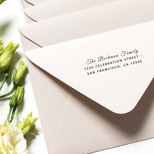 Klassiek Script Font Holiday Party Retouradres Zelfinktende Stempel