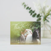 Klassiek script | Foto bruiloft Dank u Briefkaart (Staand voorkant)