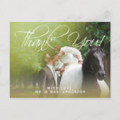 Klassiek script | Foto bruiloft Dank u Briefkaart (Voorkant)