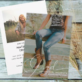 Klassiek Script Foto Modern Graduation Party Kaart