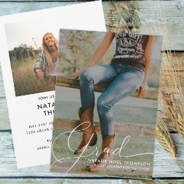 Klassiek Script Foto Modern Graduation Party Kaart