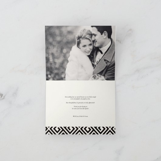 Klassiek script geometrische bruiloft dank u kaart (Binnen)