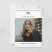 Klassiek script Gold Photo Afstuderen Bedankkaart (Voorkant)