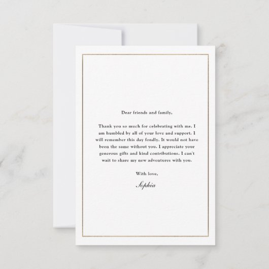 Klassiek script Gold Photo Afstuderen Bedankkaart (Achterkant)