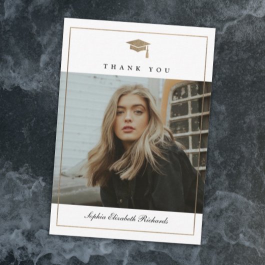 Klassiek script Gold Photo Afstuderen Bedankkaart