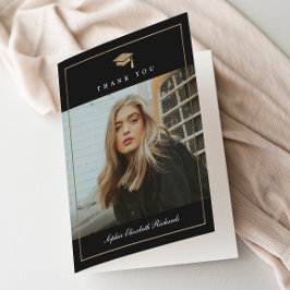 Klassiek script Gold Photo Afstuderen Bedankkaart