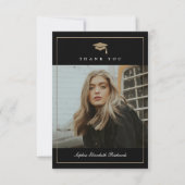 Klassiek script Gold Photo Afstuderen Bedankkaart (Voorkant)
