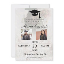 Klassiek script Gold Photo Afstuderen Invitation