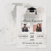 Klassiek script Gold Photo Afstuderen Invitation Kaart (Voorkant / Achterkant)