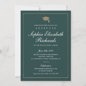 Klassiek script Gold Photo Afstuderen Invitation Kaart (Voorkant)