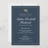 Klassiek script Gold Photo Afstuderen Invitation Kaart (Voorkant)