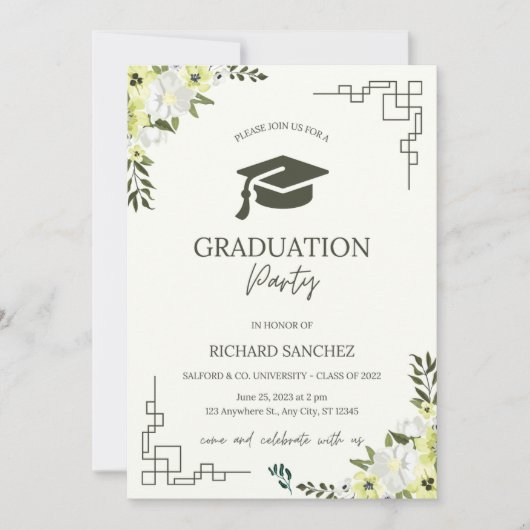 Klassiek script Gold Photo Afstuderen Invitation Kaart (Voorkant)