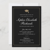 Klassiek script Gold Photo Afstuderen Invitation Kaart (Voorkant)