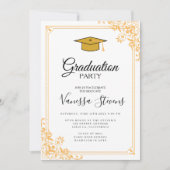 Klassiek script Gold Photo Afstuderen Invitation Kaart (Voorkant)