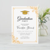 Klassiek script Gold Photo Afstuderen Invitation Kaart (Staand voorkant)