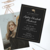 Klassiek script Gold Photo Afstuderen Invitation Kaart