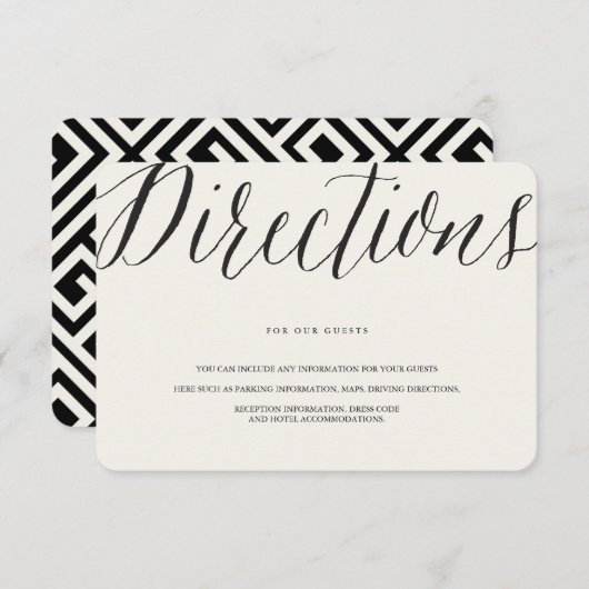 Klassiek Script Grieks Key Geo Trouwaanwijzingen Informatiekaartje (Voorkant / Achterkant)