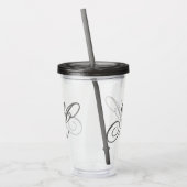 Klassiek script grijs monogram herbruikbaar wissen acryl drinkbeker (Links)