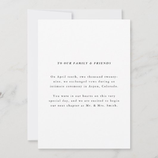 Klassiek script 'Het is officieel' Trouwvlucht Aankondiging (Achterkant)