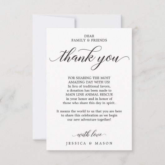 Klassiek script in plaats van Favors Place Card Aankondiging (Voorkant)