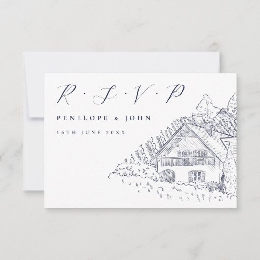 Klassiek script Italiaanse Wijngaard Elegante Trou RSVP Kaartje (Voorkant)