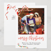Klassiek script Kerstmis lintaccent  Feestdagenkaart (Voorkant / Achterkant)