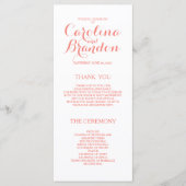 Klassiek script | Koraal Roze Trouwprogramma's Programmakaart (Voorkant)