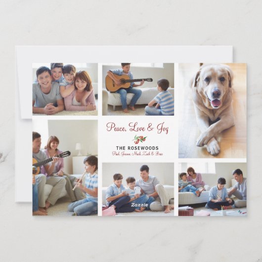 Klassiek script kwart kerst 7 Foto Collage Feestdagenkaart (Achterkant)