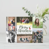 Klassiek script kwart kerst 7 Foto Collage Feestdagenkaart (Staand voorkant)