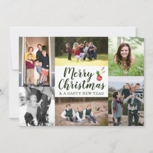 Klassiek script kwart kerst 7 Foto Collage Feestdagenkaart