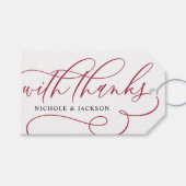 Klassiek script met Bedankt Burgundy Weddenschap Cadeaulabel (Voorkant (Horizontaal))