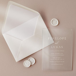 Klassiek script Minimal Modern Wedding Acryl Uitnodigingen
