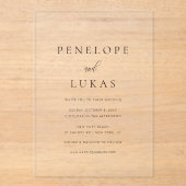 Klassiek script Minimal Modern Wedding Acryl Uitnodigingen (Voorkant)