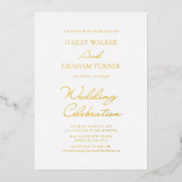 Klassiek Script Minimale kalligrafie Witte bruilof Folie Uitnodiging