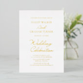 Klassiek Script Minimale kalligrafie Witte bruilof Folie Uitnodiging (Staand Voorkant)