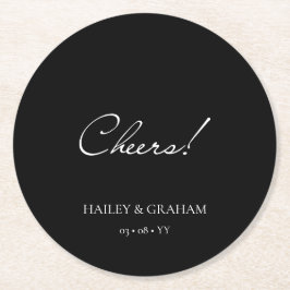 Klassiek Script minimale kalligrafie zwart bruilof Ronde Kartonnen Onderzetter