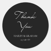 Klassiek Script minimale kalligrafie zwart bruilof Ronde Sticker (Voorkant)