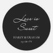 Klassiek Script minimale kalligrafie zwart bruilof Ronde Sticker (Voorkant)