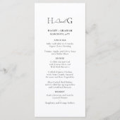 Klassiek Script minimalistisch monogram wit bruilo Menu (Voorkant)