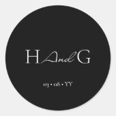 Klassiek Script minimalistisch monogram zwart brui Ronde Sticker (Voorkant)