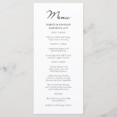 Klassiek Script minimalistisch wit bruiloft menu (Voorkant)