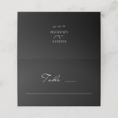 Klassiek Script minimalistisch zwart bruiloft Plaatskaartje (Buitenkant ongevouwen)