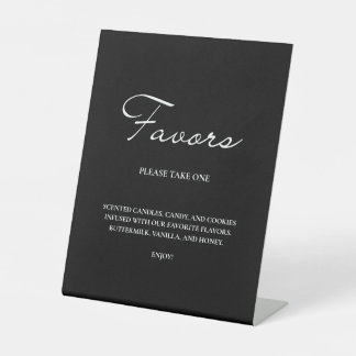 Klassiek script minimalistische gunsten zwart brui reclamebord met voetstuk