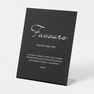 Klassiek script minimalistische gunsten zwart brui reclamebord met voetstuk