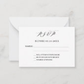 Klassiek script moderne bruiloft reactie RSVP Notitiekaartje (Voorkant)