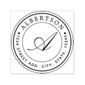 Klassiek script monogram Ronde Return Address Name Zelfinktende Stempel (Design)
