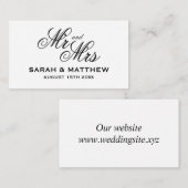 Klassiek script Mr & Mrs bruiloft bijsluiter kaart (Voorkant / Achterkant)