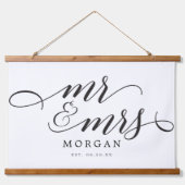 Klassiek script Mr & Mrs Wedding Sign Banner Hangend Wandkleed (Voorkant)