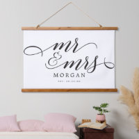 Klassiek script Mr & Mrs Wedding Sign Banner